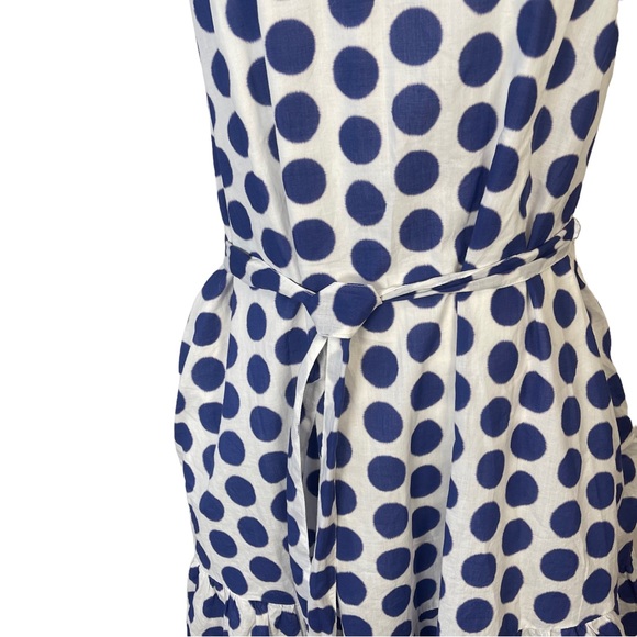 Boden White and Blue Halter Top Tiered Polka Dotted Cottagecore Mini Dress Sz 8 - Picture 4 of 15